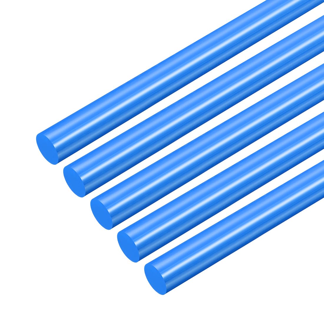 uxcell 5 aste in plastica blu, 15 x 500 mm, in ABS, rotonde, solide, per fai da te, giocattoli, costruzioni, modellismo architettonico