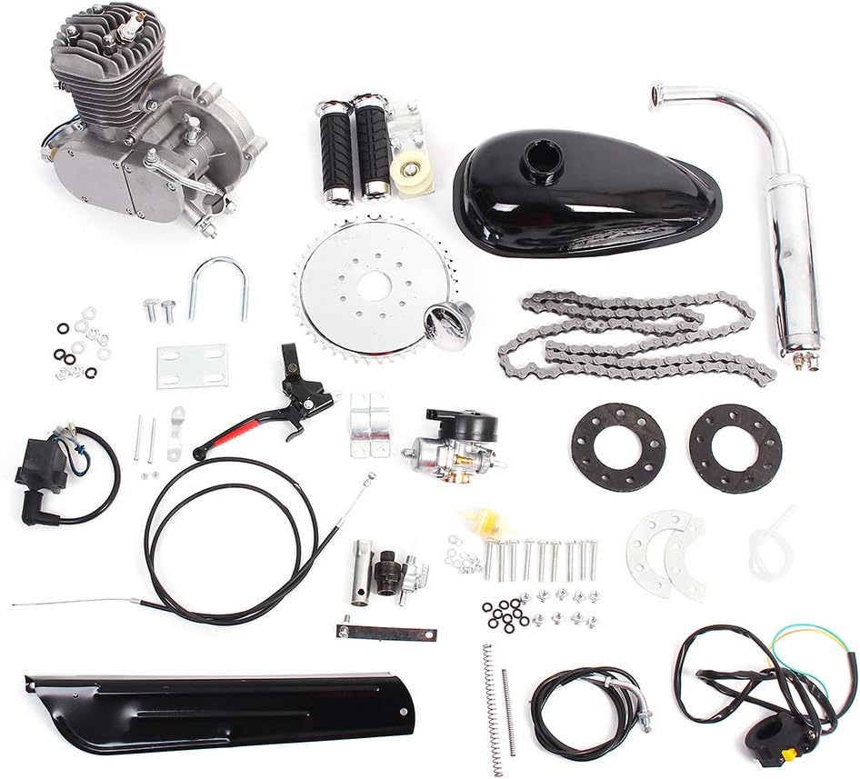 NICOLIE Pk80 Vesion 80Cc 2 Cycle Motorcycle Muffler Motorized Bike Engine Accessories Set Silver