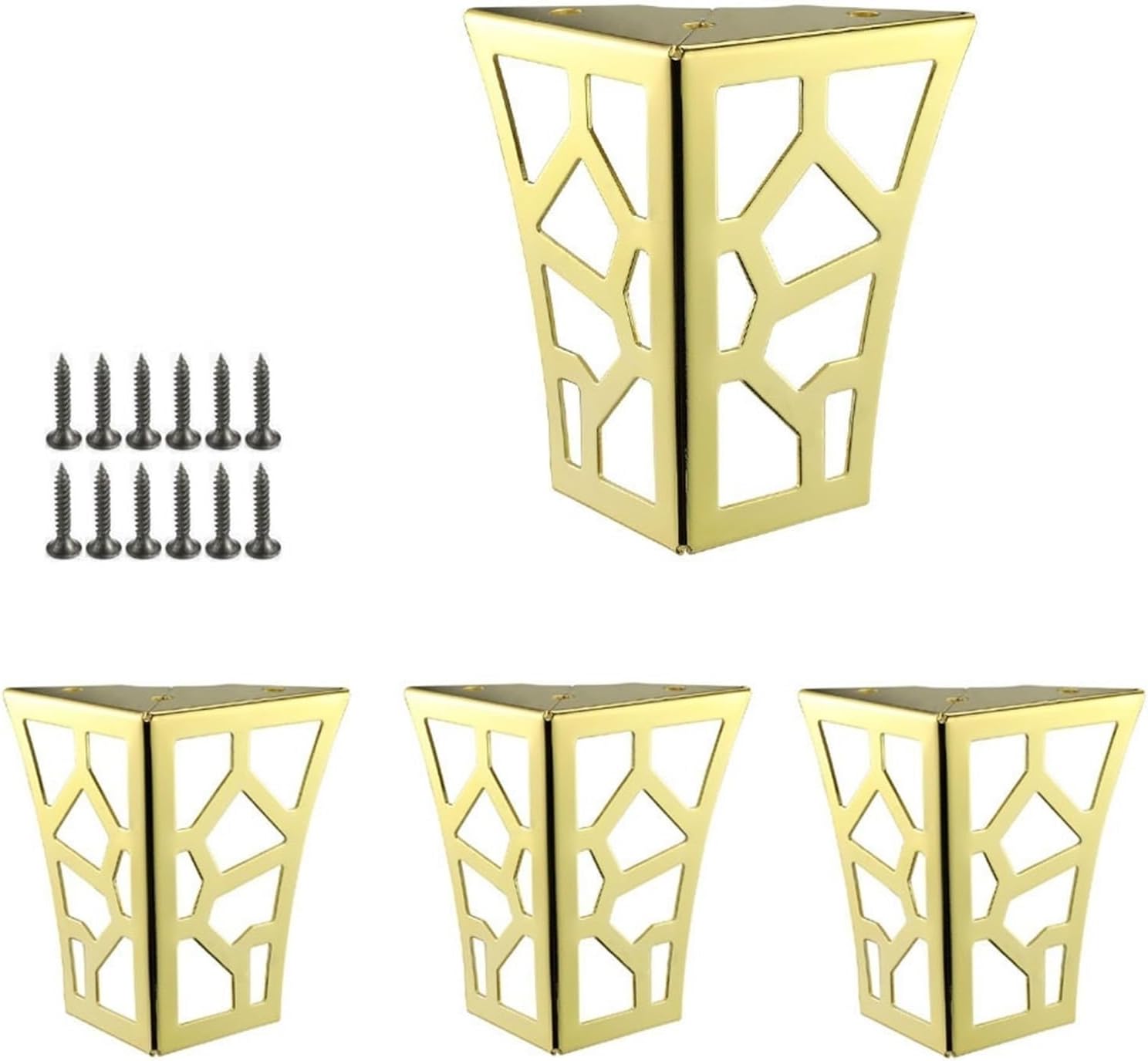 AVIMYA 4PCS Hollow Out Modern Metal Furniture Legs Cabinet Foot Black/Gold/Silver for Sofa Table Cabinet TV Stands with Screws 80/100mm (Color : 100mm Gold 4PCS)