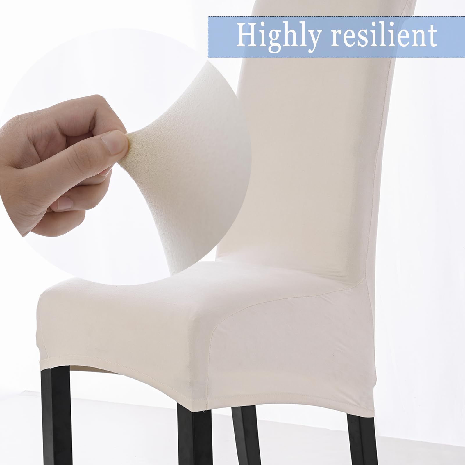 Fundas Sillas Comedor XL Gamuza Fundas para Sillas Elásticas Grande Desmontables Lavables Cubiertas para Sillas (Blanco Roto,6 Piezas)