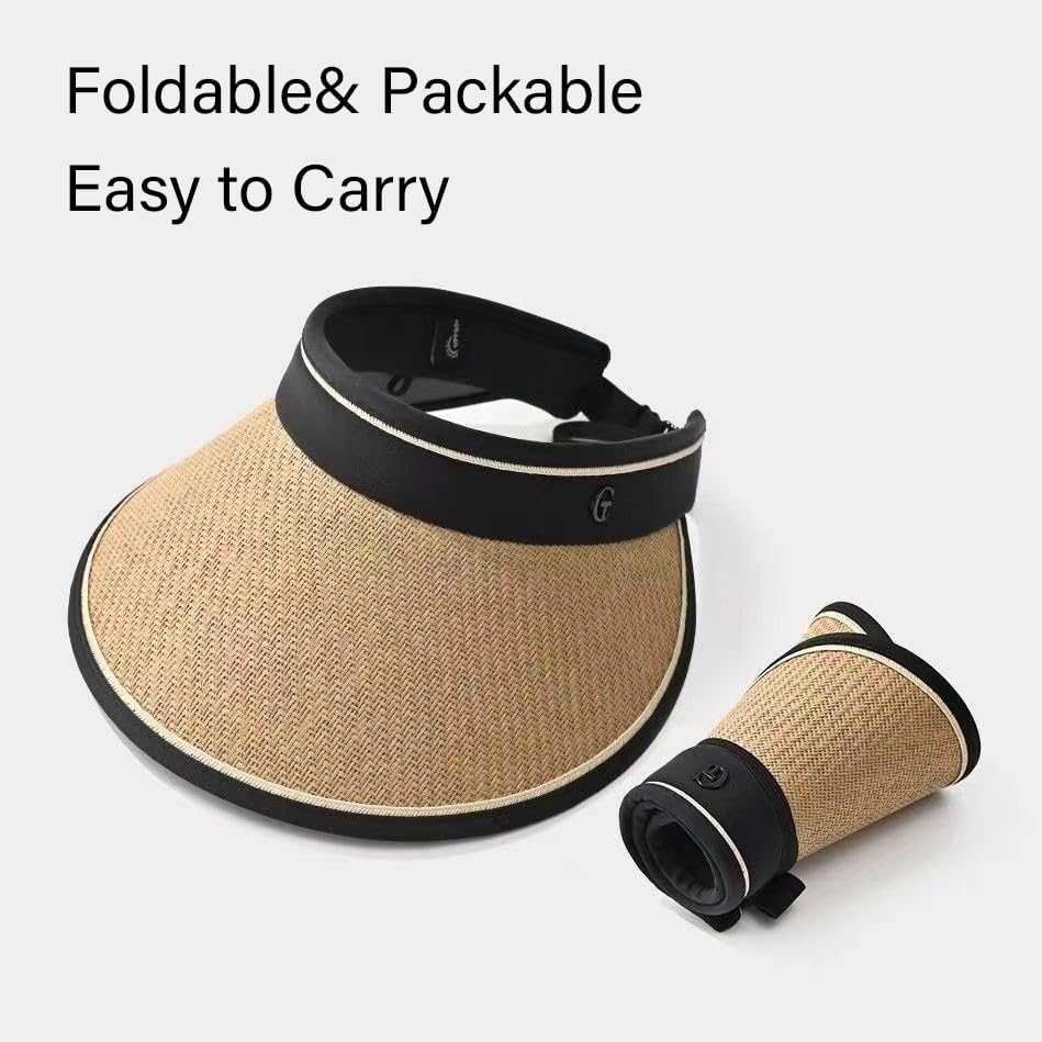 COTIM COYIN Women's Wide Brim Straw Sun Visor with UPF 50+ UV Protection, Beach Visor Sun Hat, Women's Outdoor Sun Protection - Image 5