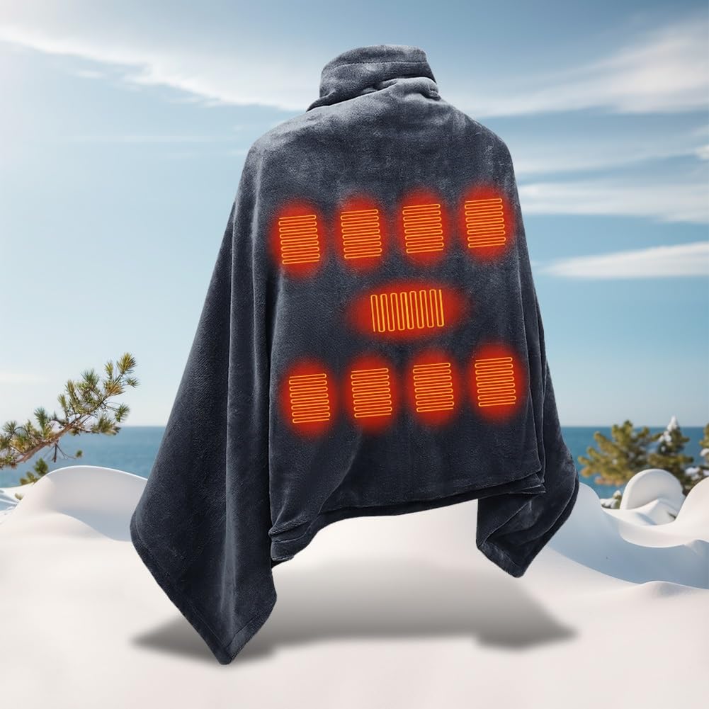 12V Car Electric Blanket 9 Heating Level Heated Tr Manta térmica de franela con USB, 3 ajustes temperatura, inalámbrica, for acampar al aire libre