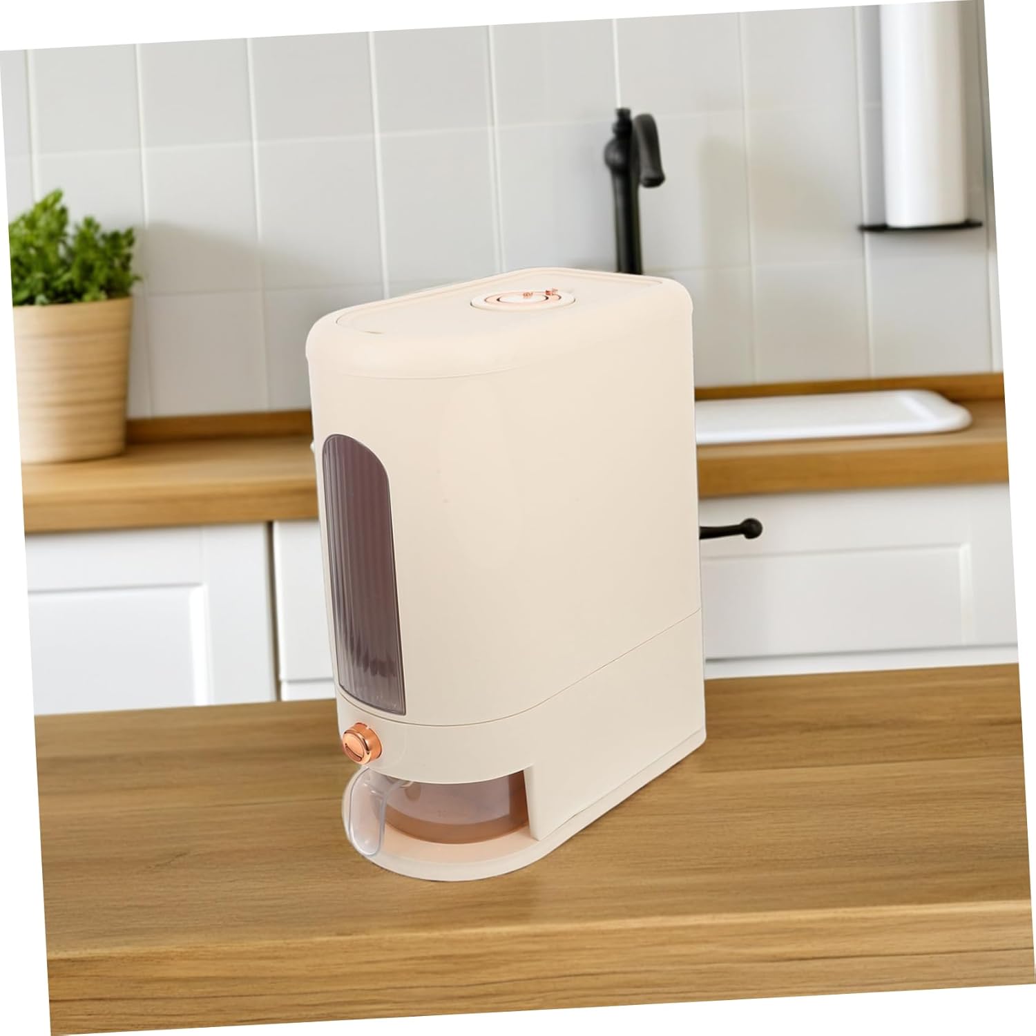 Mikinona Airtight Rice Storage Container Visual Portion Control Modern Design Sealed Dispenser for Cereal Flour Nuts Snacks