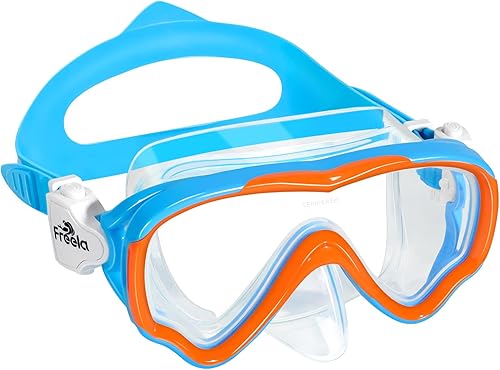 Miniatura 8 de Freela Gafas de natación para niños de 6 a 14 años, lente de vidrio templado, gafas de visión HD de 180° con cubierta de nariz para piscina y playa
