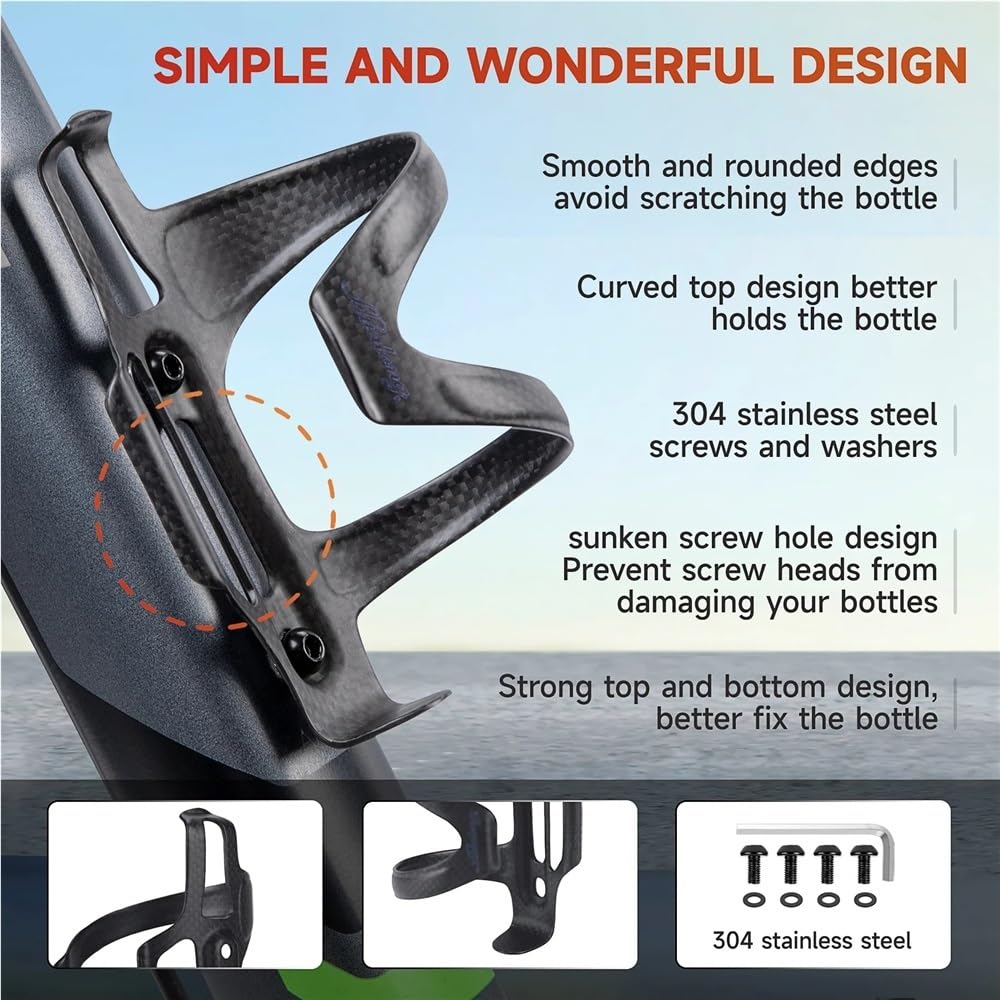 Soporte Vasos Motocicleta Portabotellas De Fibra Carbono para Bicicleta, Jaula con Apertura Lateral, Equipo Ciclismo Ligero para Montaña