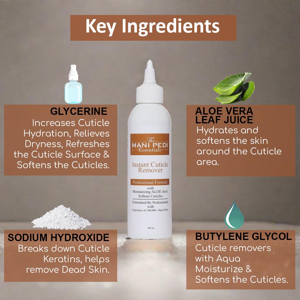 TMPE Cuticle Remover Gel with Moisturizing Aloe Vera. Removes Dead & Overgrown Cuticle Skin from Cuticle Area. Professional Formula. Free Orangewood sticks - 200ml 3