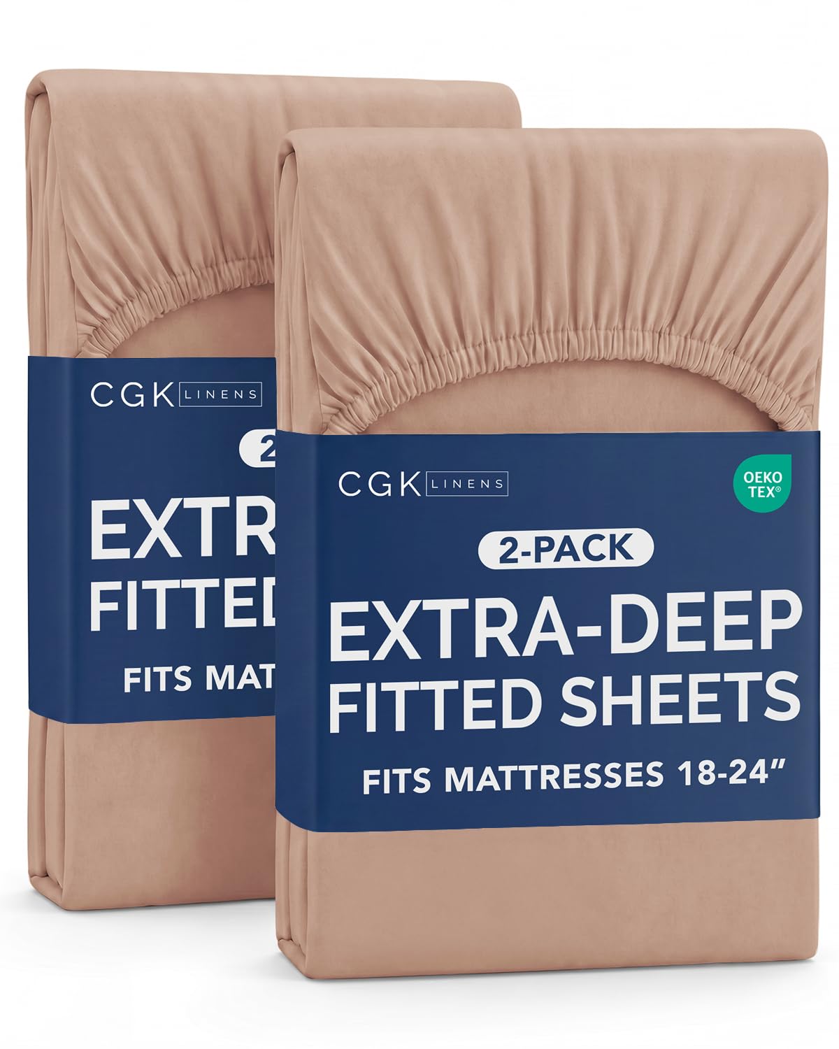 CGK Linens 2 Pack Extra Deep King Fitted Sheets - Mauve