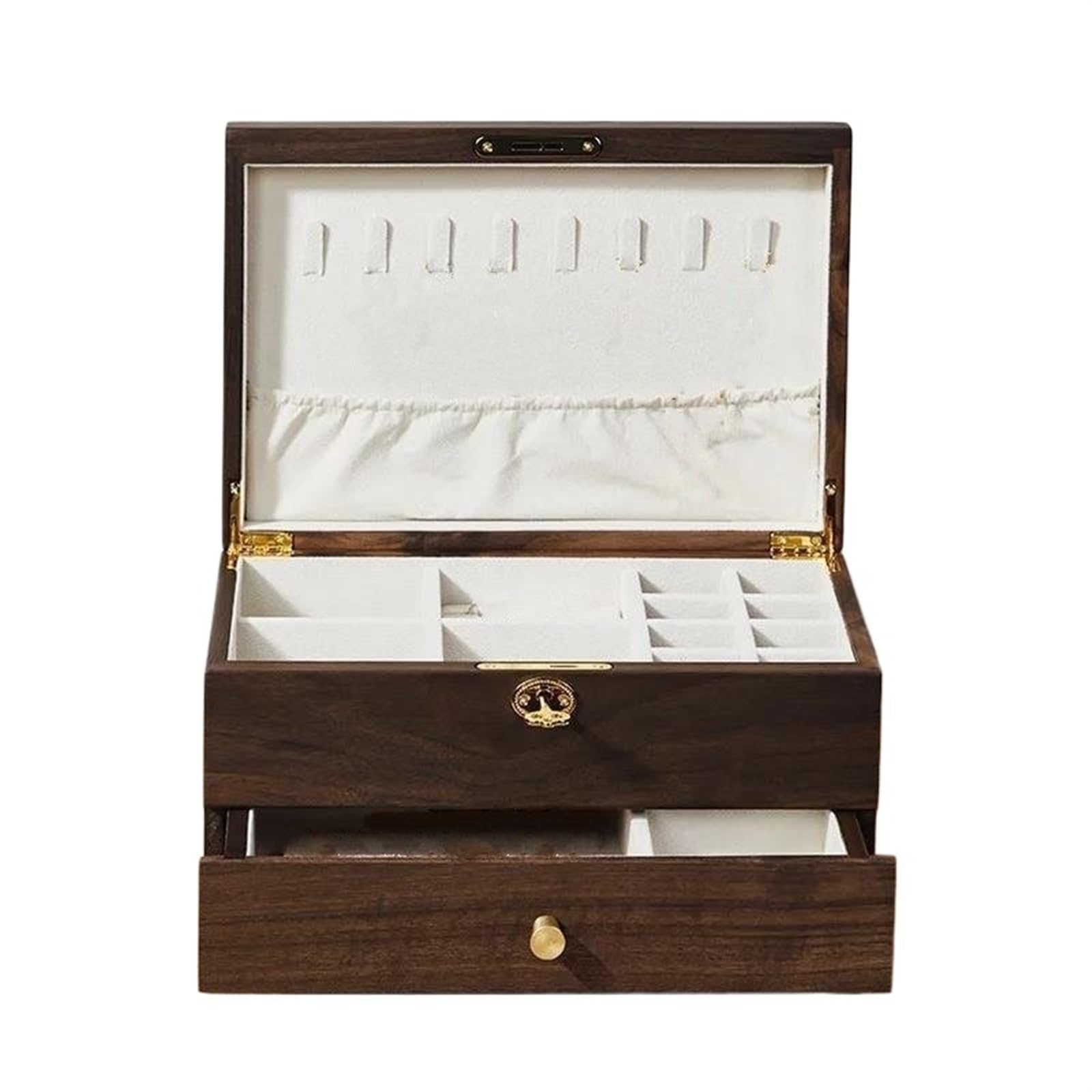Joyero Viaje Joyero Grande Madera Doble Capa Organizador Mujer Hombre Cajón Exhibición Joyería Pendientes Anillo Collar Joyeros