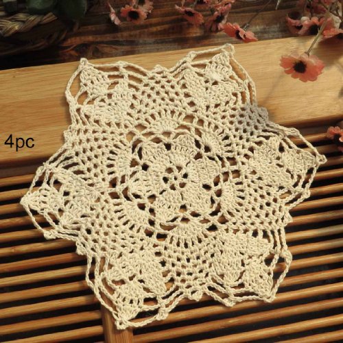Tapete de crochet de algodón Kilofly de 17,78 cm, color beige, 4...