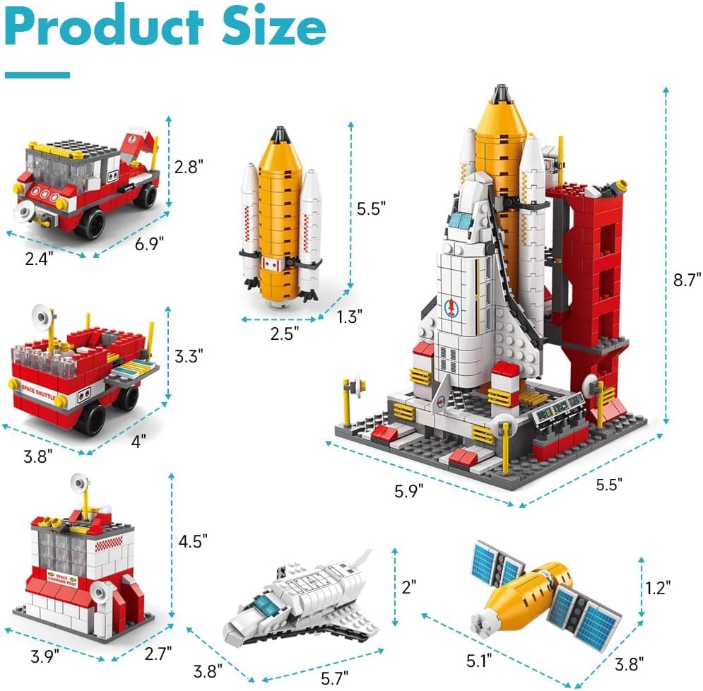 Image of Space Ship Exploration Rocket & Launcher Building Blocks Set 6-in-1 STEM /STEAM Aerospace Kit for Kids (1000+ Pieces) | Comes in Premium Gift Box | Durable | 12 Months Manufacturing Warranty