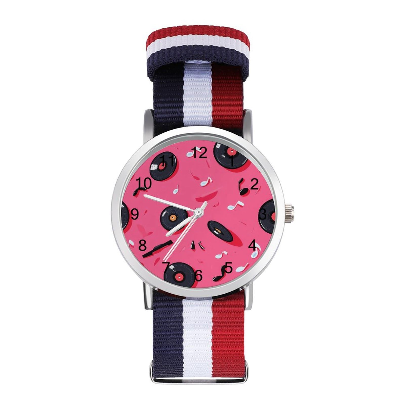 Vinyl Records Musical Notes 80s Funny Wrist Watches for Men Women Fashion Graphic Watch for Work Workout