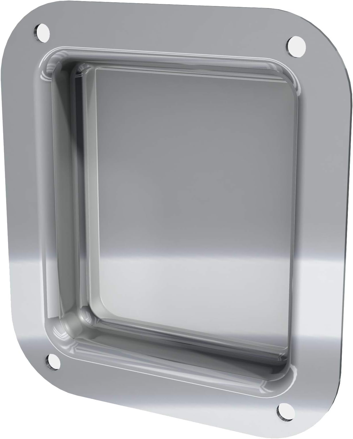 TCH Hardware Steel Recessed Dish - 4" x 4.5" | Speaker Jack Plate/Wheel Well for Stacking Casters | Speaker Hardware | Silver