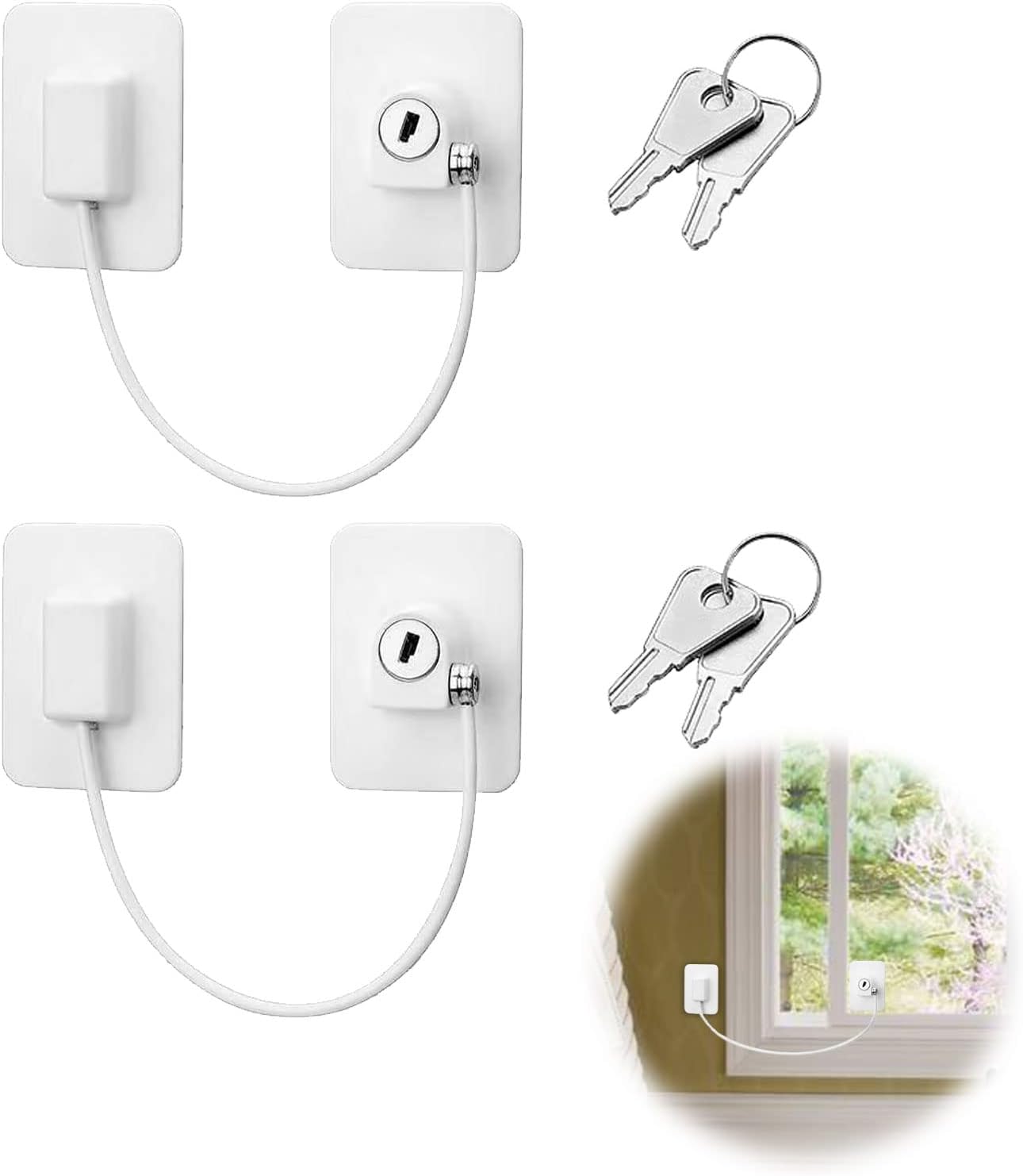 Window Restrictor Lock，YUANGUNGUN Window Cable Lock UPVC Child Baby Safety Security Wire Catch