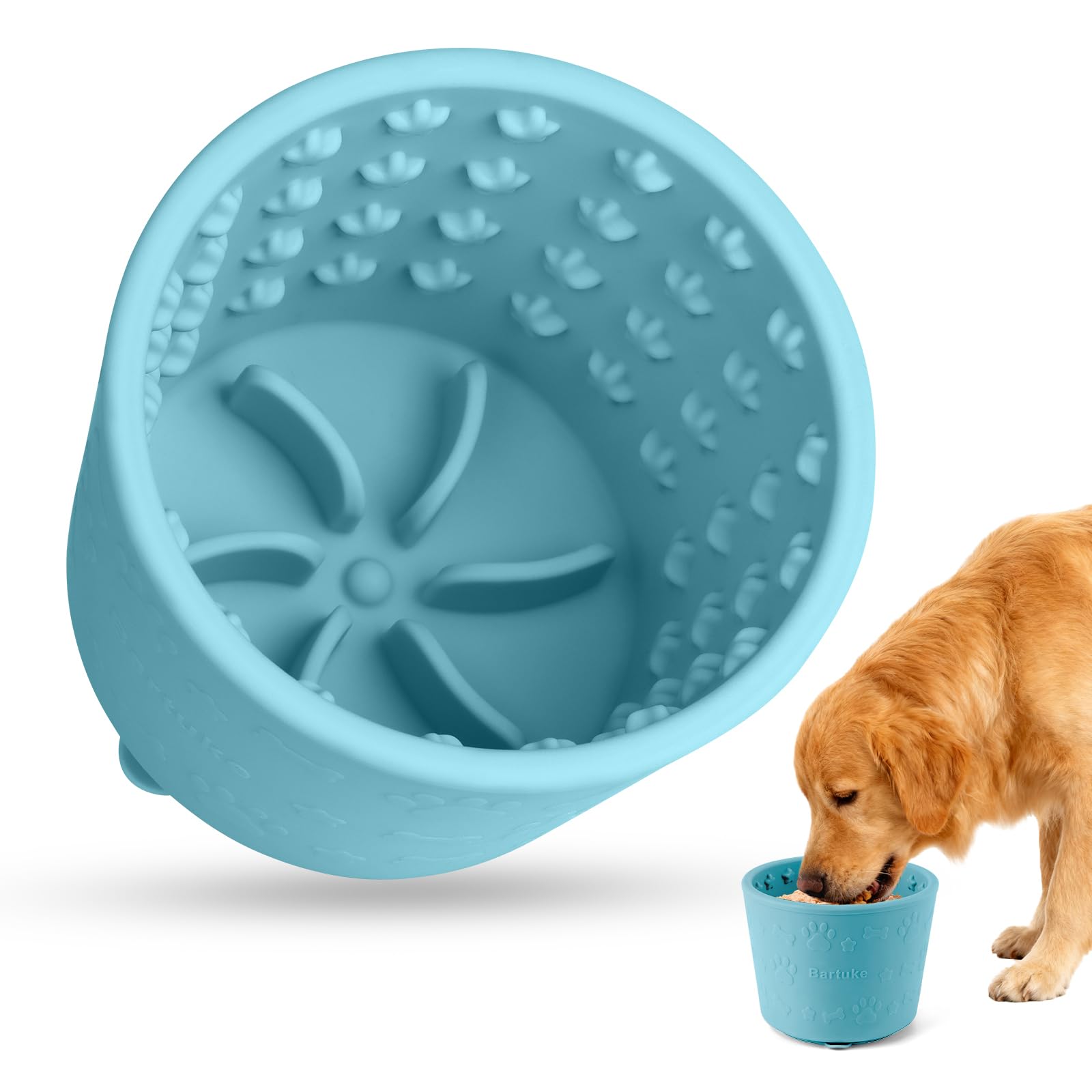 Bartuke Silicone Deep Slow Feeder Dog Bowls, Dog Licking Bowl with Suction Cups for Liquid Treat to Anxiety Relief, Elevated Pet Feeding Bowl, Dishwasher Safe (Lightblue) — image 1