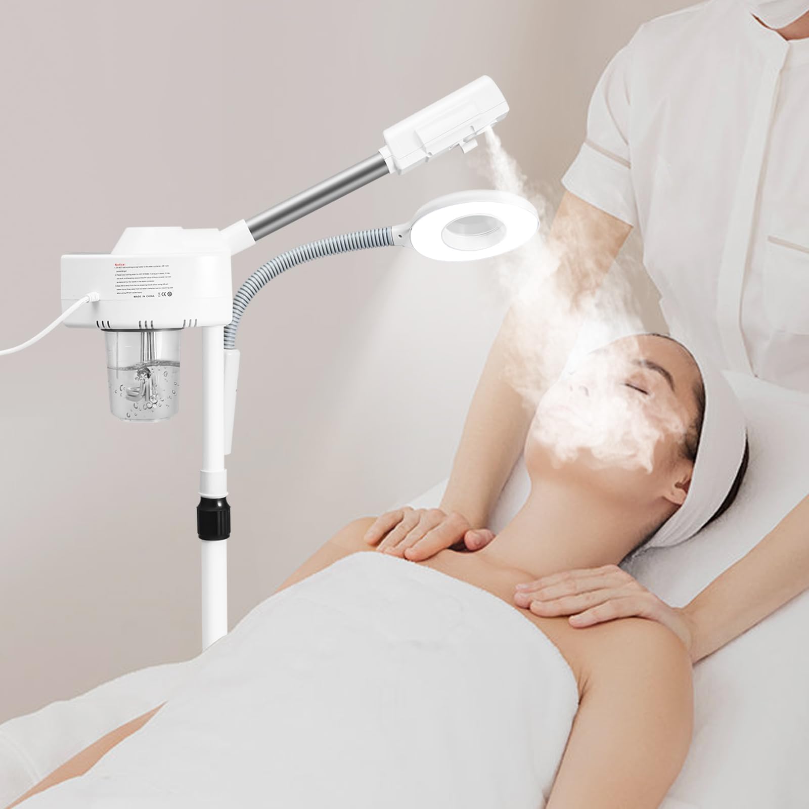 Evaporatore viso 2 in 1, per sauna facciale a 360 gradi, con 5 luci a LED, 800 W, strumento di bellezza idratante per famiglie, saloni di bellezza, spa