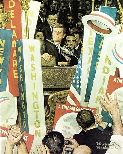 Norman Rockwell A Time for Greatness 1964 JFK Political Campaign Matte Print on Heavy Cardstock (5in x 7in Unmatted)