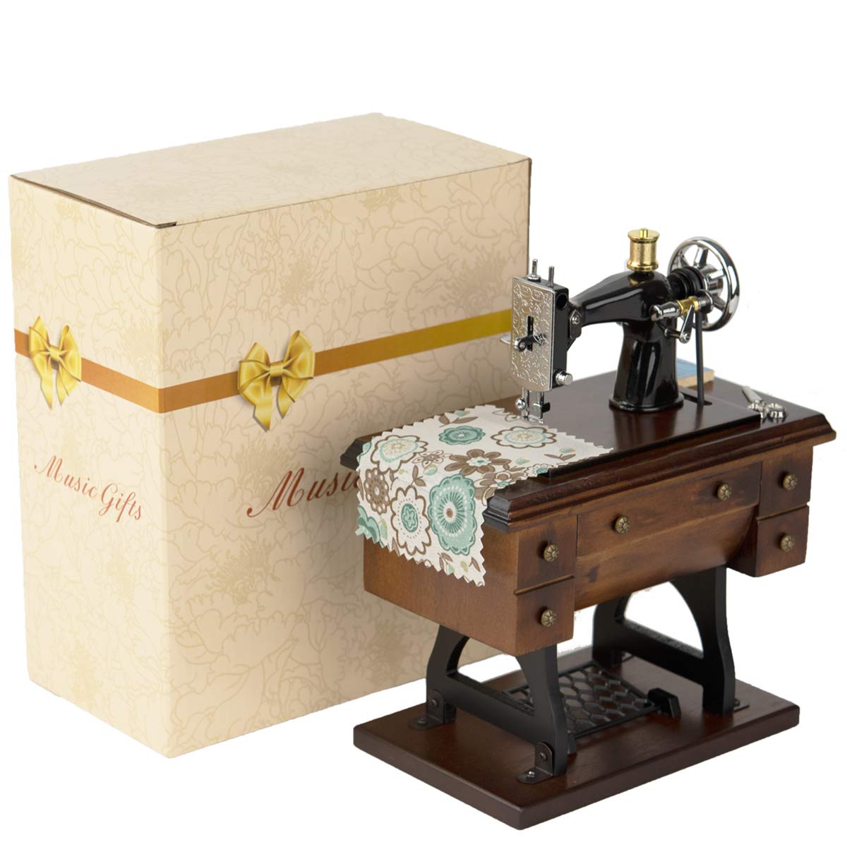 Carillon musicale vintage con macchina da cucire, in legno, meccanico, per festa della mamma, compleanno, per moglie, fidanzata, nonna, mamma, amica, suona la melodia "You Are My Sunshine