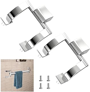 2 Pcs Towel Bar Brackets Set Shower Door Handles, Zinc Alloy Chrome Shower Door Handles Replacement, 2 Inch Screw Holes, for Shower Doors Tub Enclosure