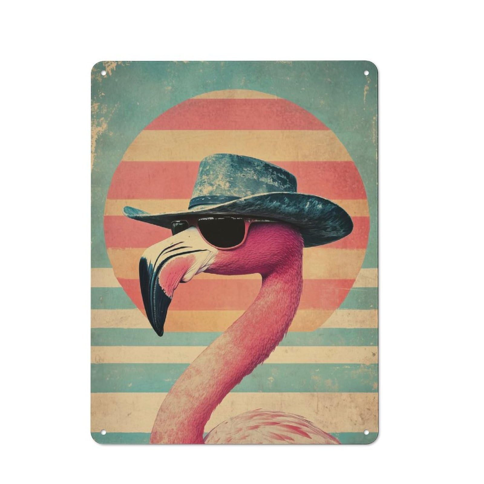 Bar Wall Cowgirl Flamingo Tropical Decorative Metal Plaque, Wall Decor for Home Pub, Dining Room Or Drinks Area, 40x30cm