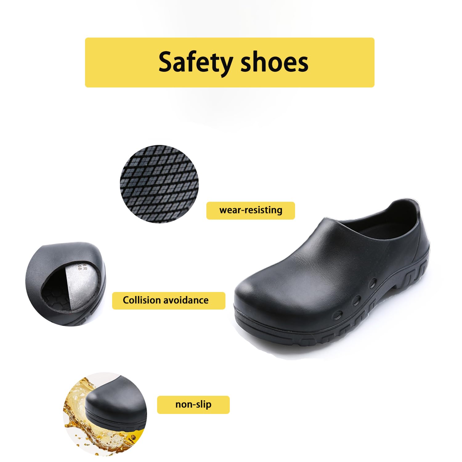Chaussures Travail Cuisine pour Hommes Femmes Les Chaussures Sécurité Anti - bris à tête en Acier Conviennent aux Restaurants, Hôtels, Cuisines, Hôpitaux,Services Restauration, Jardins