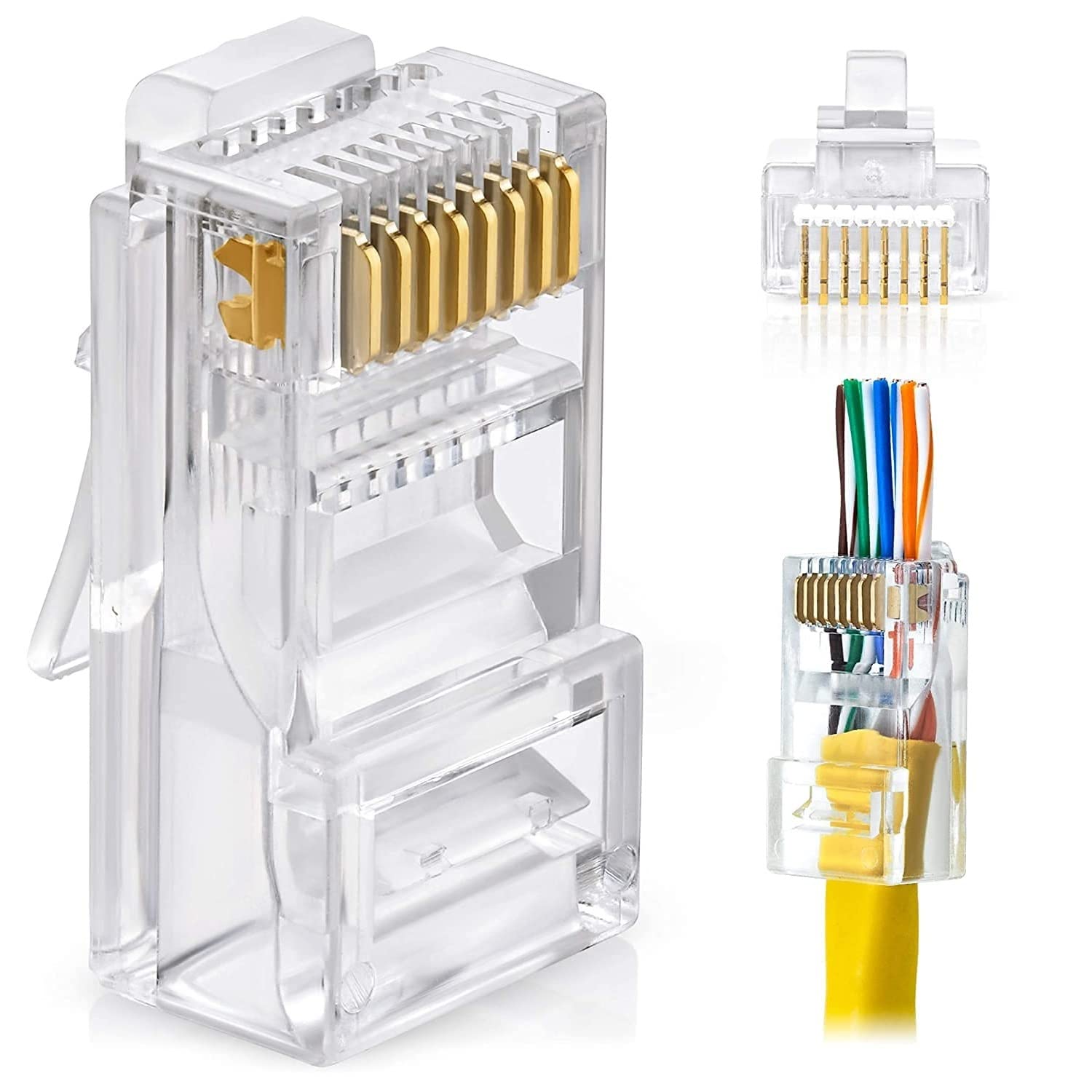 Scalebee RJ45 Pass-Through Connector Ends, Cat5, Cat5e, Cat6 8P8C Connector pass through RJ45 Wire Connector (Pack of 100pc) (B0BVHPCZ87) Amazon Price History, Amazon Price Tracker