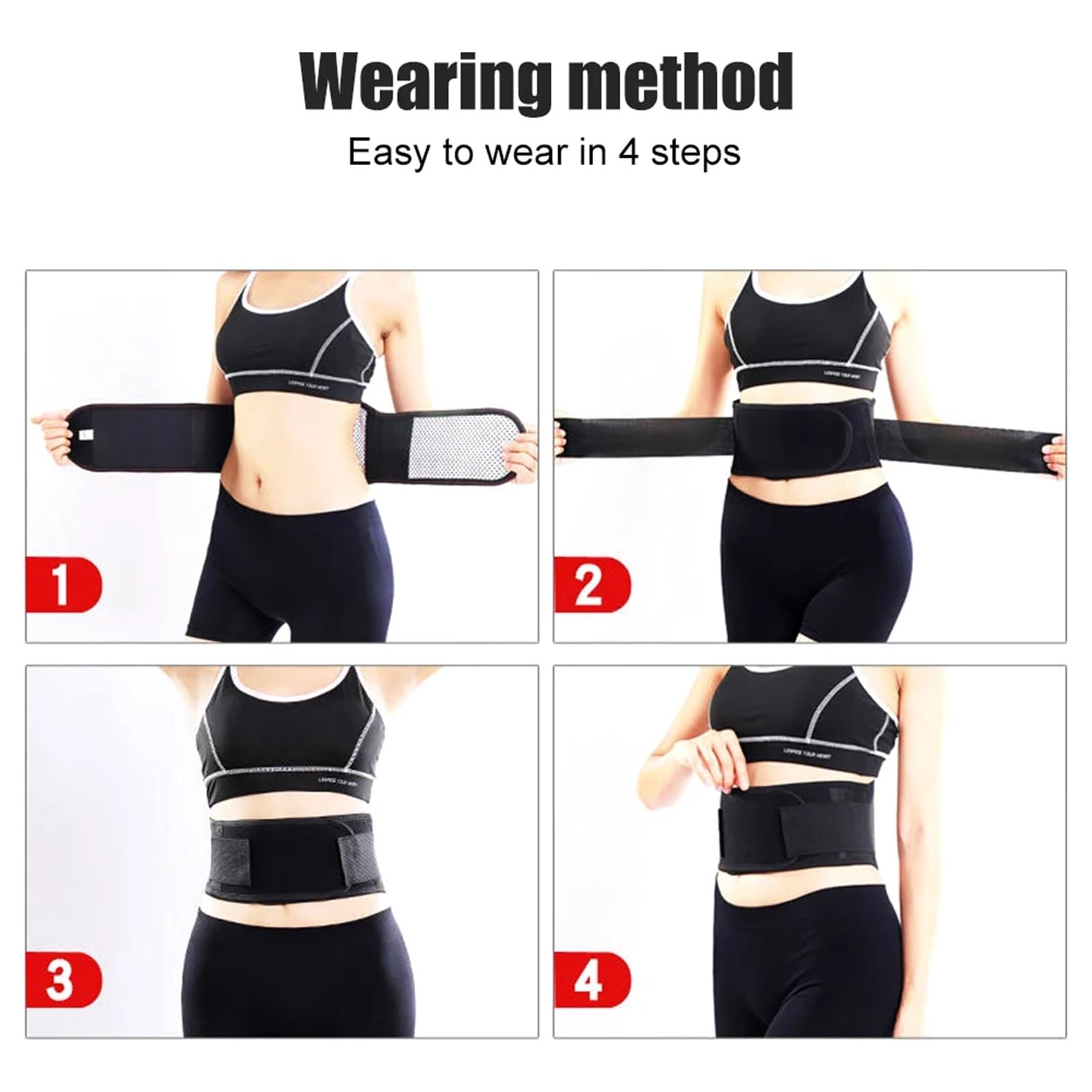 Faja para la Espalda lumbar 1 pieza soporte for cinturón ajustable | Banda de masaje lumbar con soporte de espalda autocalentable(L)