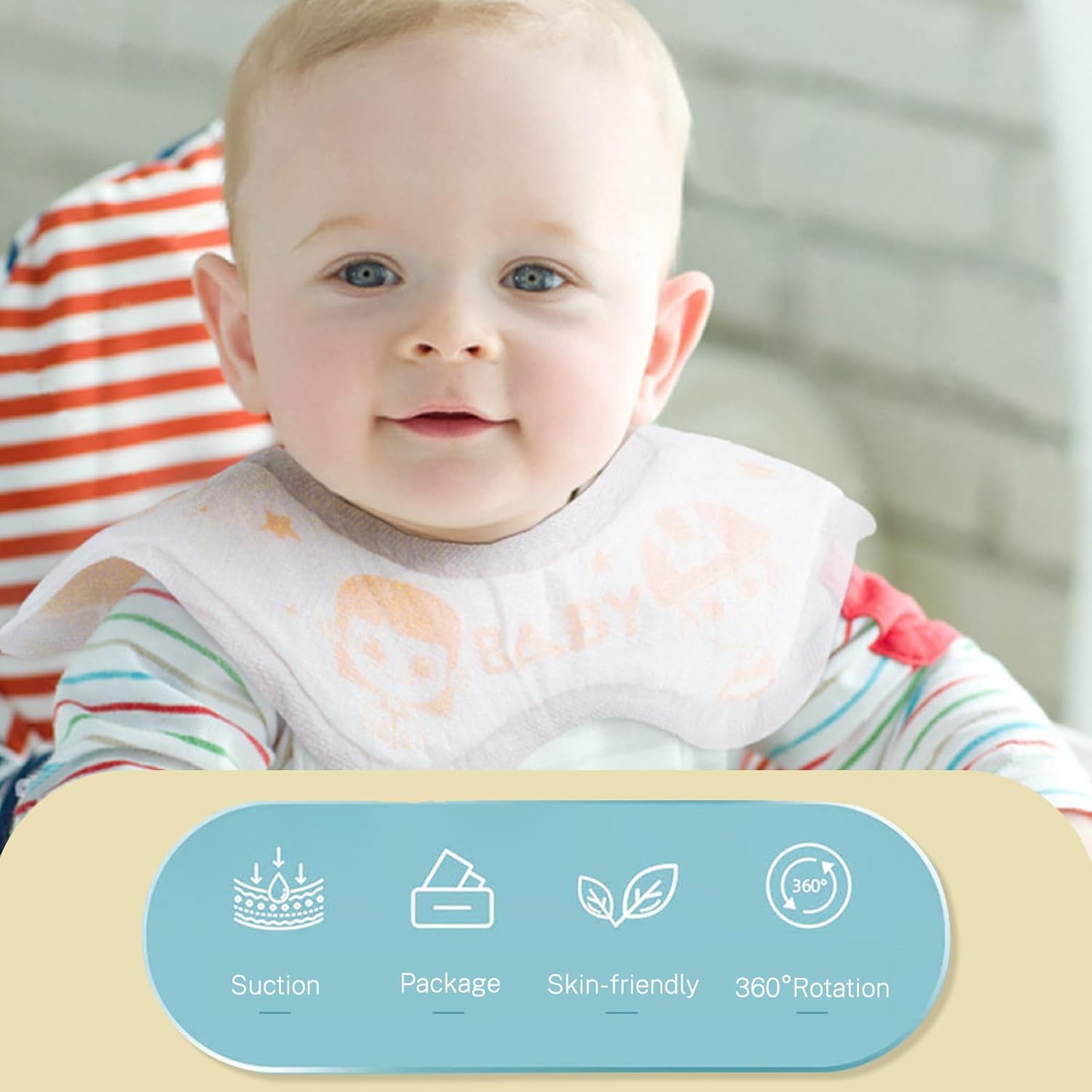 60Pcs Waterproof Disposable Baby Adjustable With Snaps, Super Soft & Absorbent Baby Bibs For Boys And Girls