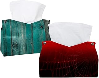 Paquete de 2 fundas para caja de pañuelos de telaraña, fondo rojo, 7.5 x 5 x 6 pulgadas