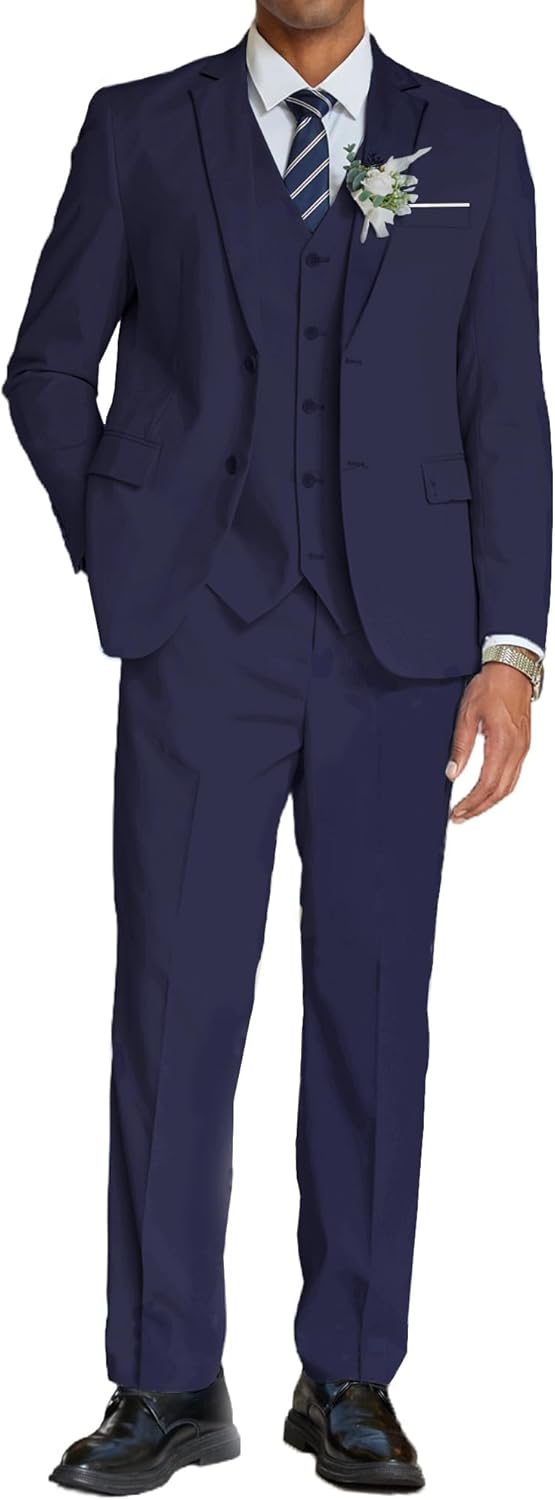 COOFANDY Men's 3 Piece Linen Suits Casual Lightweight Blazer Jackets Vest Pants Set for Wedding Business Prom