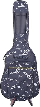 KingPoint Oxford Guitar Bag Padded Fit 39/40/41 Size with Dual Adjustable Shoulder Backpack Straps Music Notes Pattern
