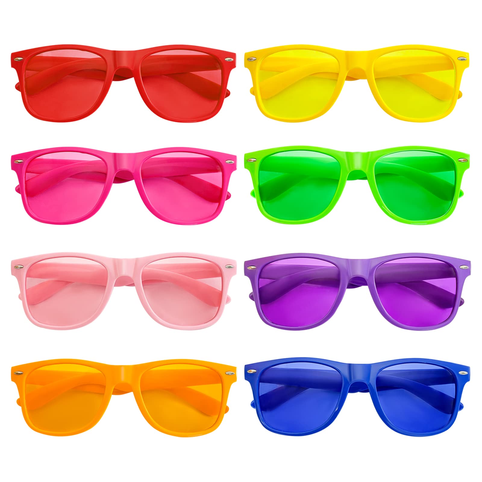 Pibupibu8 Pack Colorful Sunglasses Bulk, Neon Colors Party Favor Supplies Unisex Sunglasses