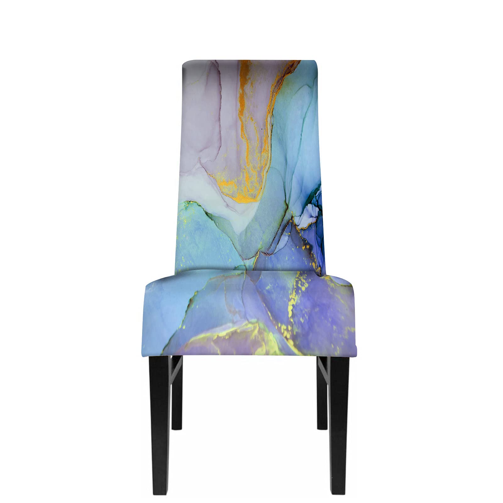 WONDERTIFY Colorful Marble Paint Chair Covers for Dining Room Alcohol Ink Watercolor Purple Blue Pink Black and White Swirl Stretch Slipcovers Chair Protector Decor for Home and Banquet