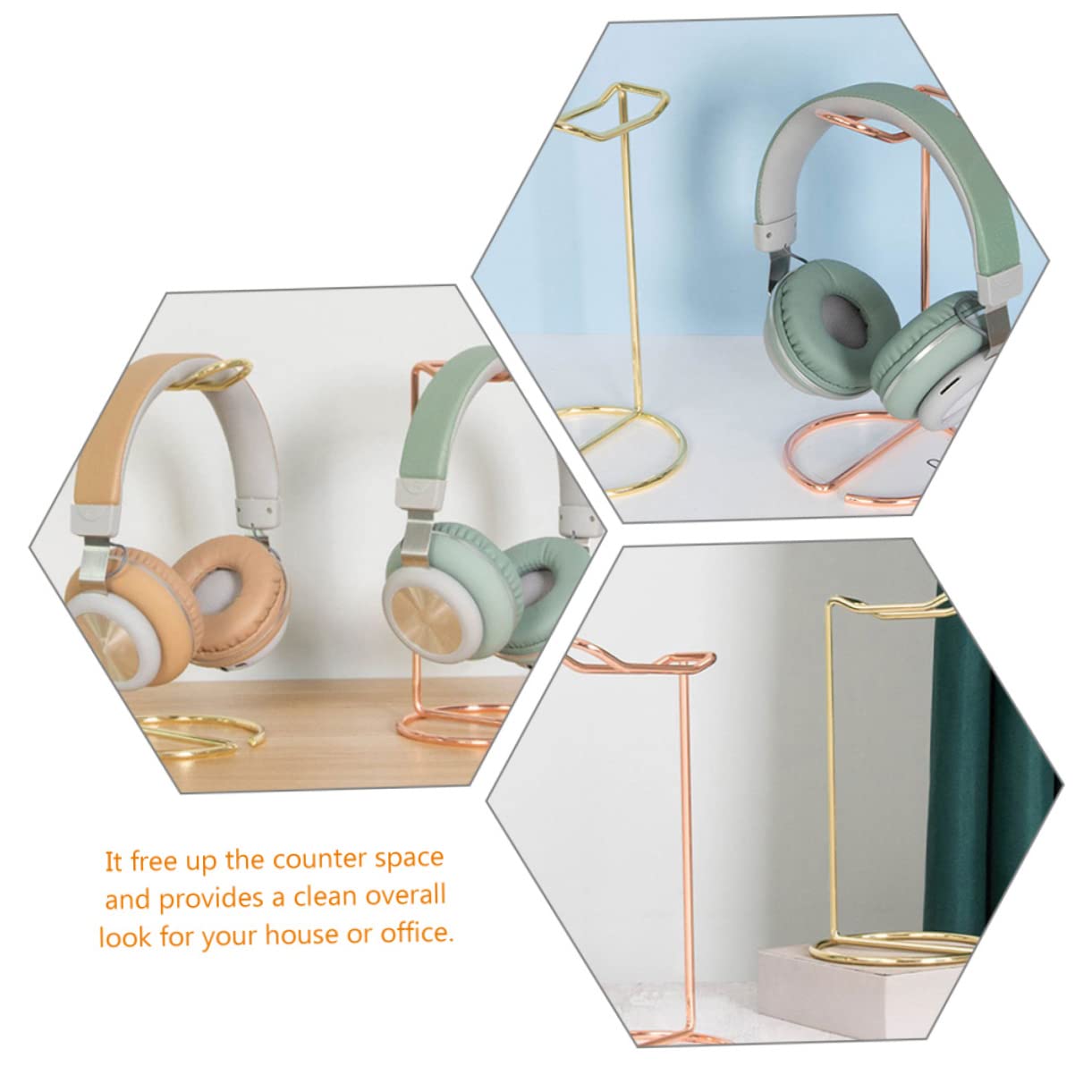 Cabilock Soporte Simple Para Auriculares De 3 Uds Soporte Para Auriculares De Oficina Para Escritorio Para es De Hierro Dorado
