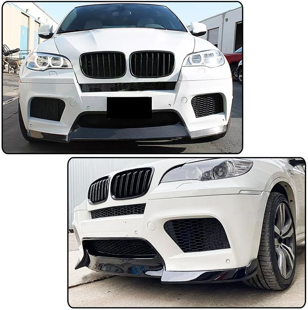 MCARCAR KIT Gloss Black Front Bumper Lip for BMW X5M E70 X6M E71 2010-2014 Front Chin Spoiler Splitter Protector Air Dam Factory Outlet 3pcs