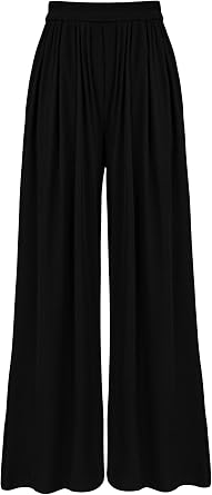 Women Palazzo Pants Summer Boho Wide Leg High Waist Casual Pant Trousers with Pockets