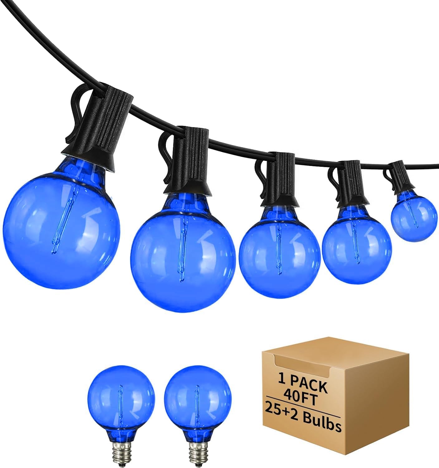 40FT LED Outdoor String Lights Waterproof, G40 LED Globe Outdoor Lights for Patio with 27 Edison Vintage Shatterproof Bulbs, Connectable Backyard Light for Garden, Bistro, Porch, Cafe