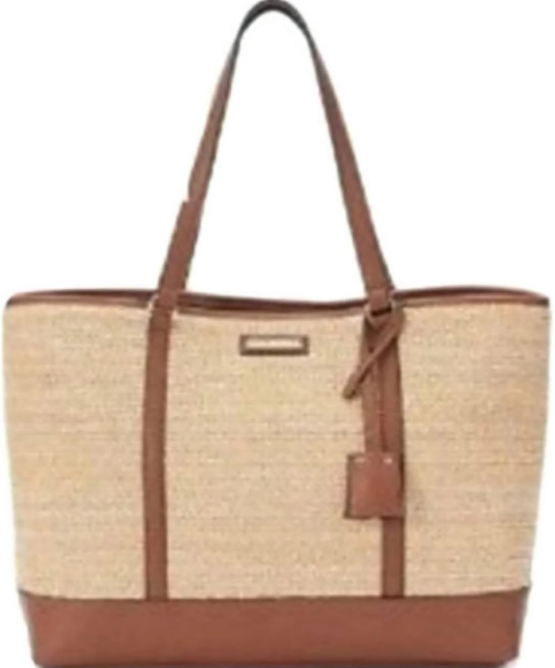 Bella Straw Gold Metallic Weave Tote Bag Handbag