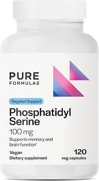 PureFormulas Phosphatidyl Serine for Memory Support, Mental Clarity & Cognitive Function, Plant-Based Vegan Supplement for Brain Health & Focus, Dairy, Gluten & Nut-Free - 120 Vegetarian Capsules