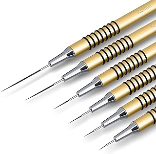 Metallic Nail Art Brushes, 6Pcs Non Slip Liner Brush Set, UV Gel Polish ...