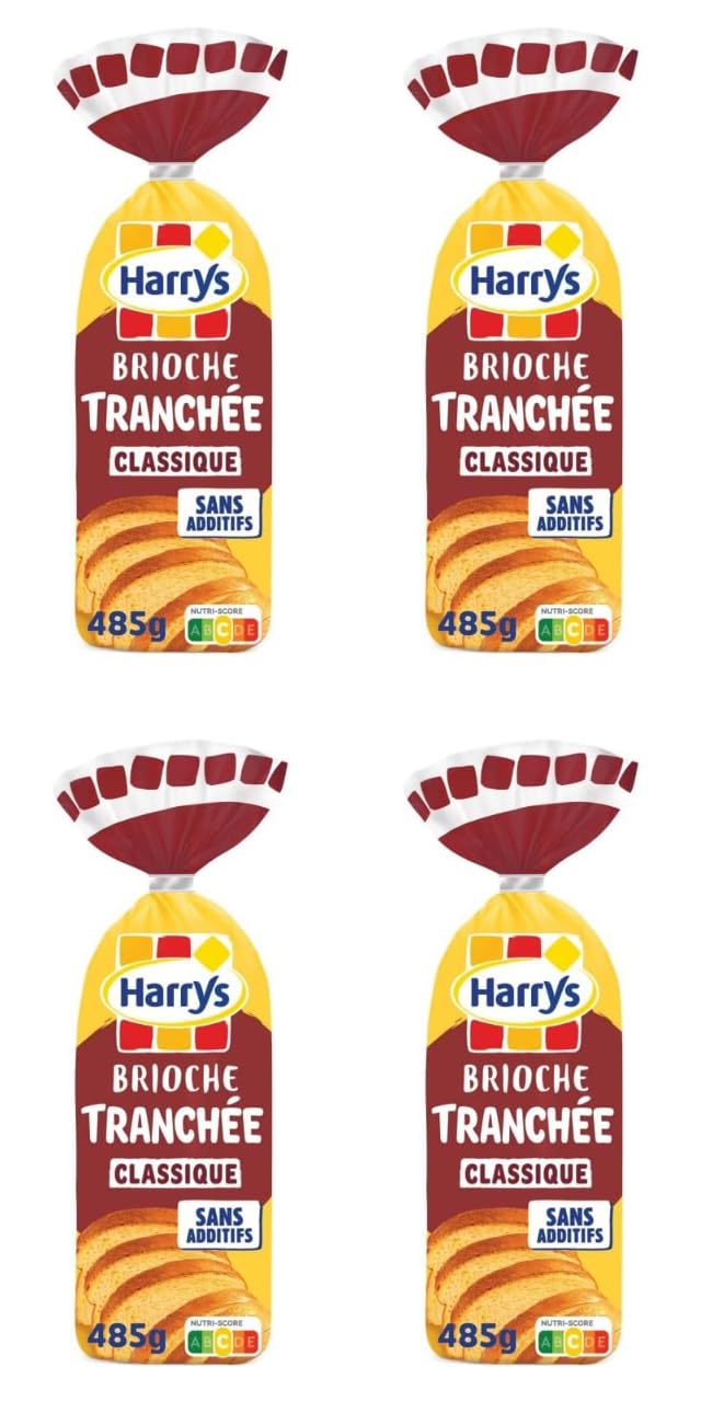 HARRYS Brioche Tranchée Classique Nature, Sans Additifs, 485g, Lot de 4