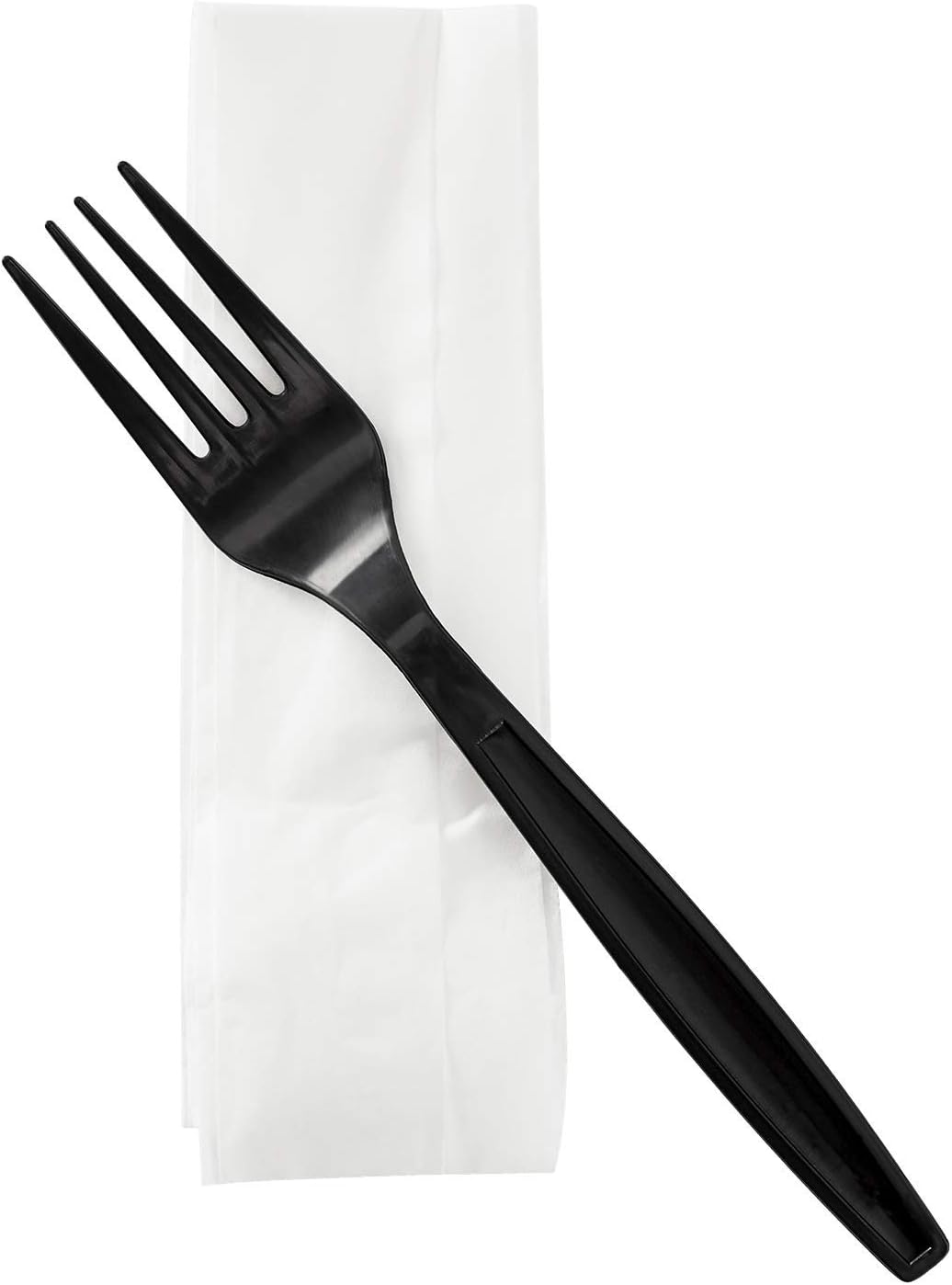 Karat [ 500 ct ] Black Wrapped PP Plastic Cutlery Set with Napkin (Fork, 1-ply Napkin) U2206B