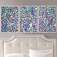 3 Piece Framed Canvas Wall Art Abstract Colorful Cool Geometric Canvas Prints Home Artwork Decoration for Living Room,Bedroom - 16