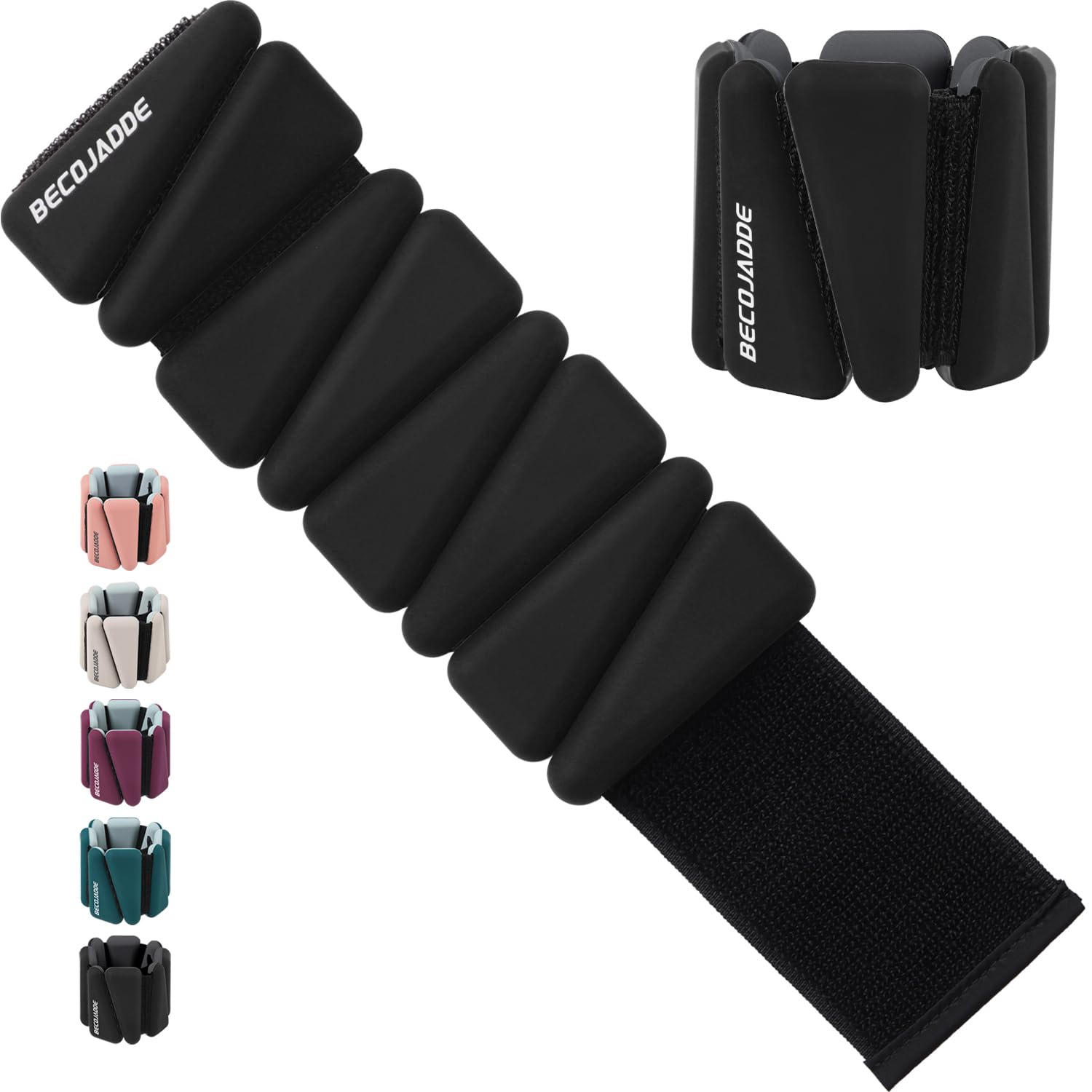 BECOJADDE Ankle Weights Set of 2 (1 lb/2 lb/3 lb Each) Adjustable Wrist Weights for Women Men Wearable Arm Leg Weight for Pilates, Running, Walking,