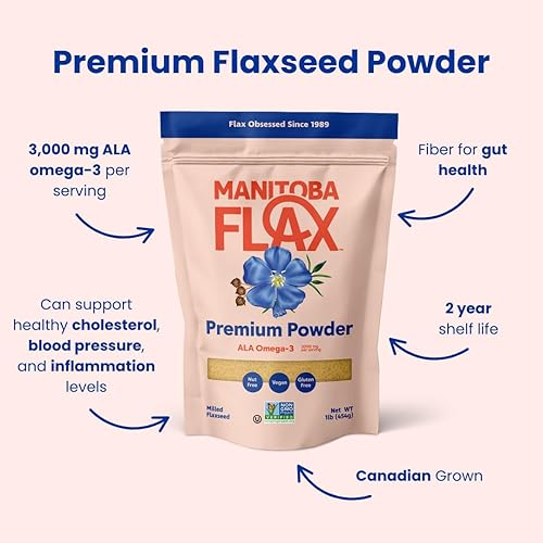 Miniatura 4 de Semillas de lino molidas  Manitoba Milling Co  Seis bolsas de 1 lb  Fibra de linaza molida suave con proteína, Omega 3  Libre de gluten, linaza