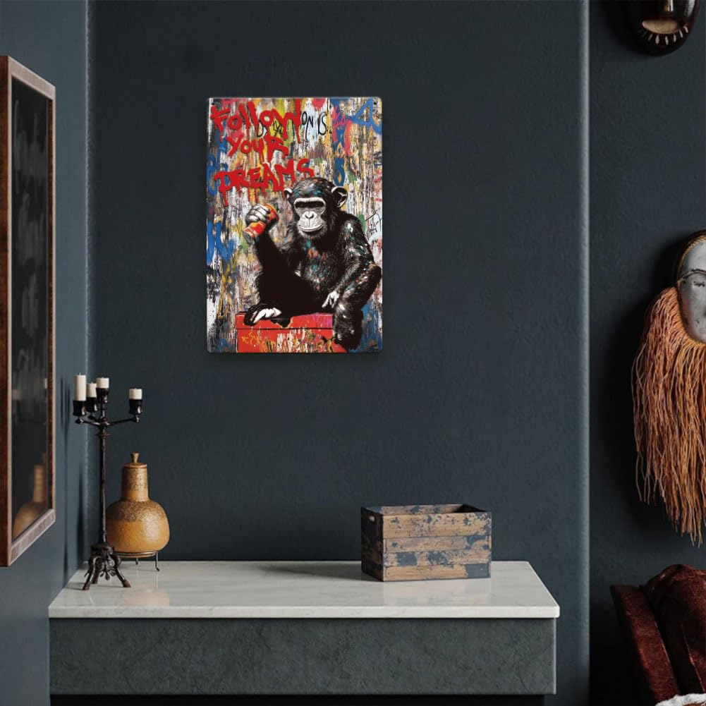 SUPERDANT Plaque Métallique Vintage Banksy Garçon Graffiti