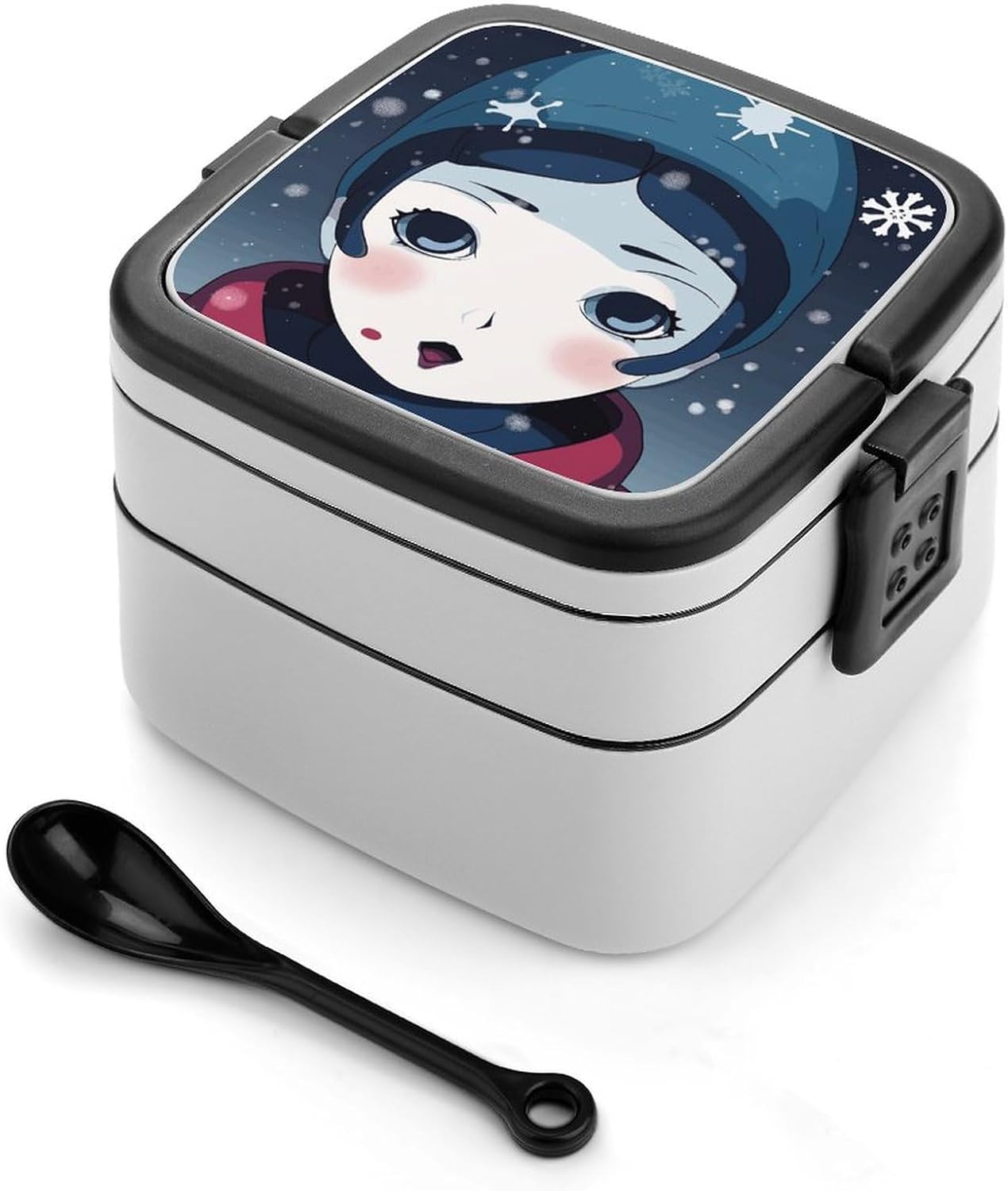 Unique Face Bento Box Adult Lunch Box All-in-One Stackable Bento Lunch Box with Compartments Double Layer Lunch Boxes Leak-Proof Lunchbox Lunch Containers for Work Picnics Travel