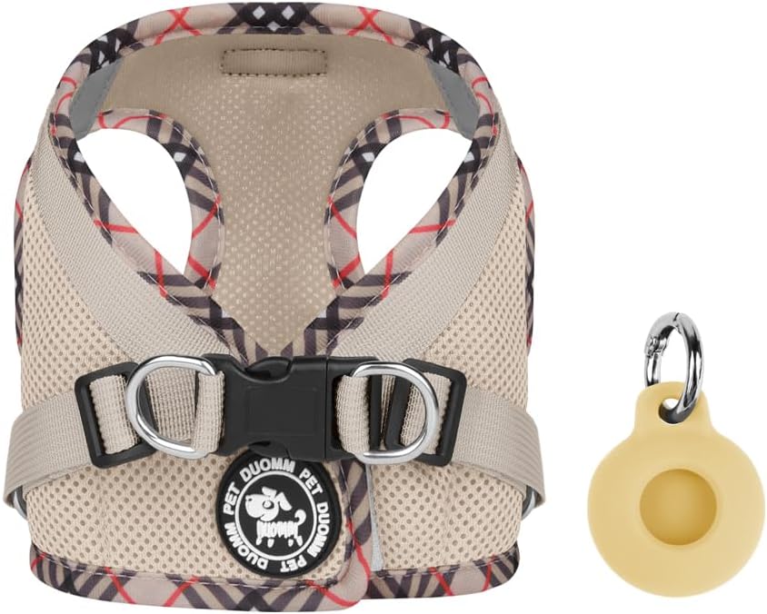 Anlitent Escape-Proof Puppy/Cat Kitten Harness AirTag Case with Key Ring (Secure Holder Protective Cover for Air Tag) for Extra Small Dogs, Kitty,Pet Vest Harnesses XS Cat Collar Airtag Holder