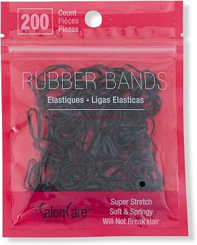Salon Care Black Rubber Bands 200 Count