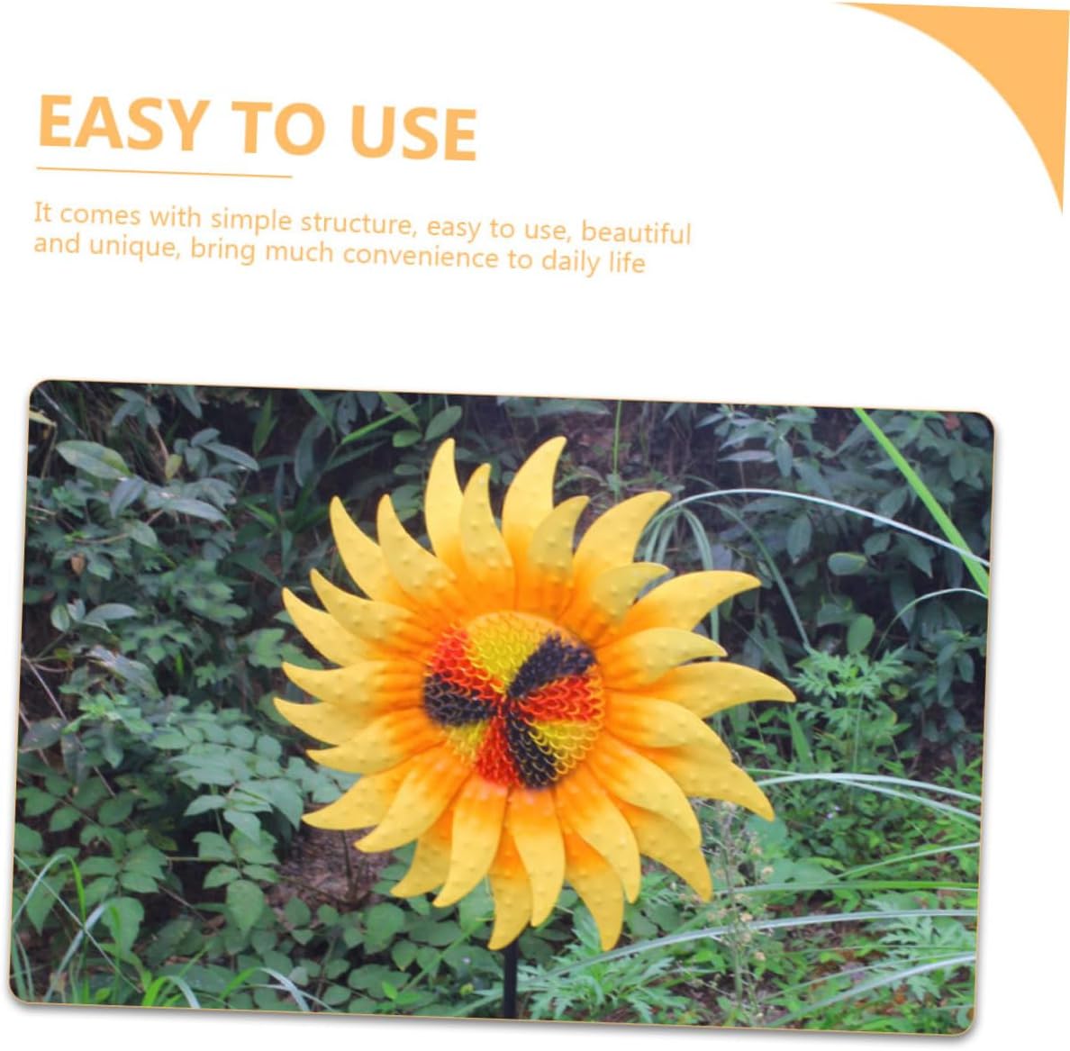 Mipcase Rotating Sunflower Windmill Ornament Garden Decor for Outdoor Spaces Vibrant Colors for Patio Eye-catching Pinwheel Decoration