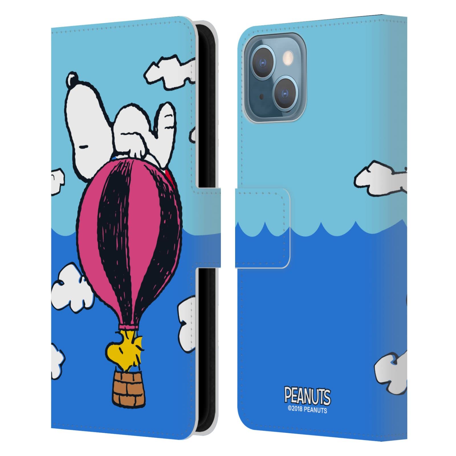 Head Case Designs Officially Licensed Peanuts Snoopy & Woodstock Balloon Halfs and Laughs Leather Book Wallet Case Cover Compatible with Apple iPhone 13